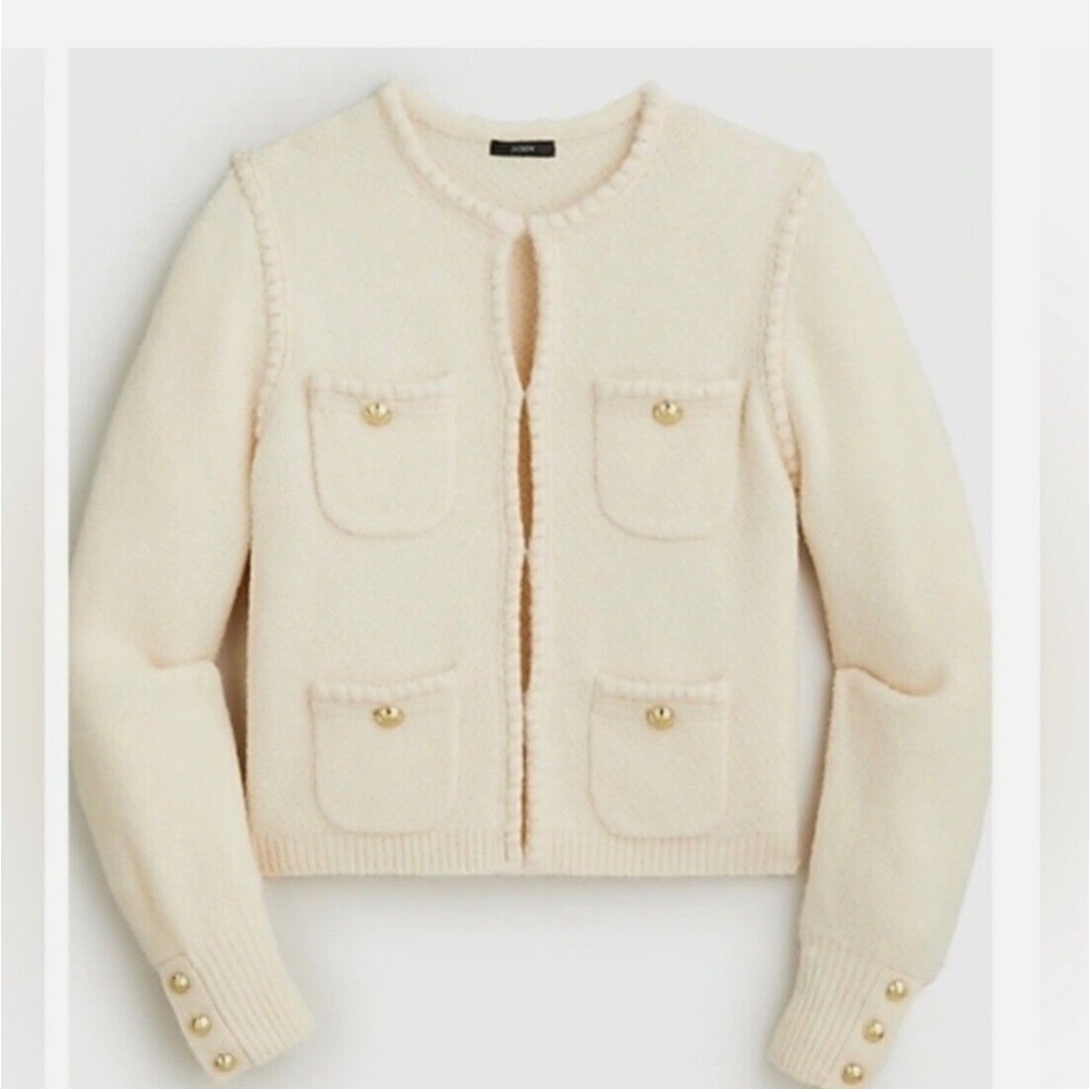 J. Crew Odette Sweater Lady Knit Jacket in Cream NWT Size Small